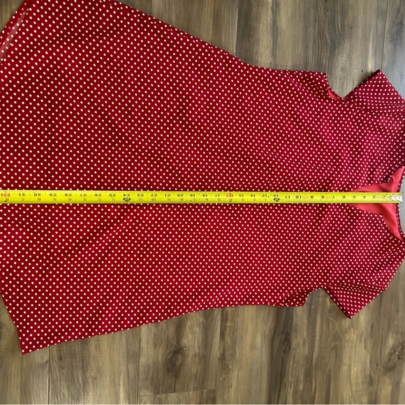 Red A-line V-neck Raglan Dress - Picture 3 of 5